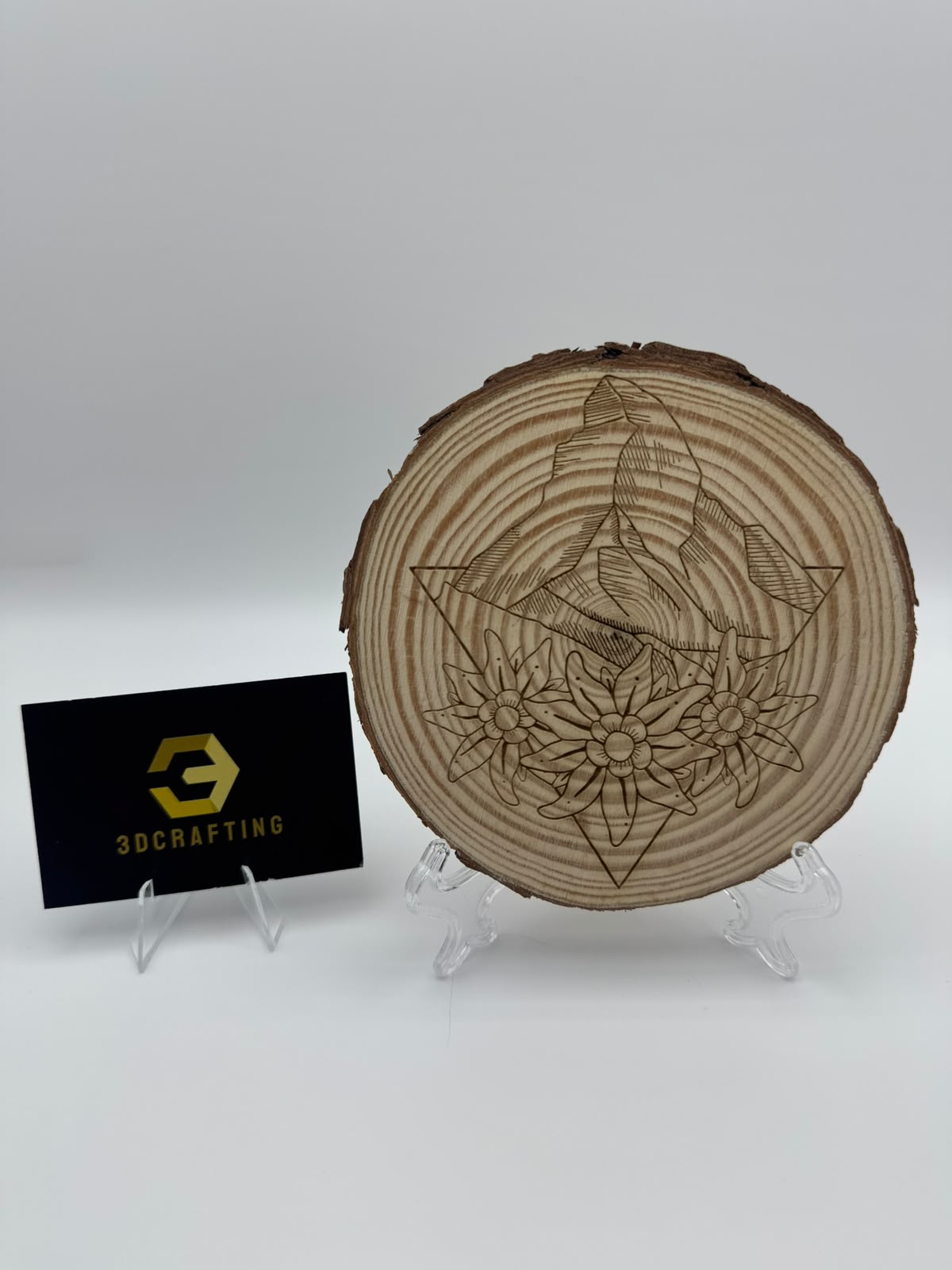Rondin de bois Cervin et edelweiss – 3DCrafting